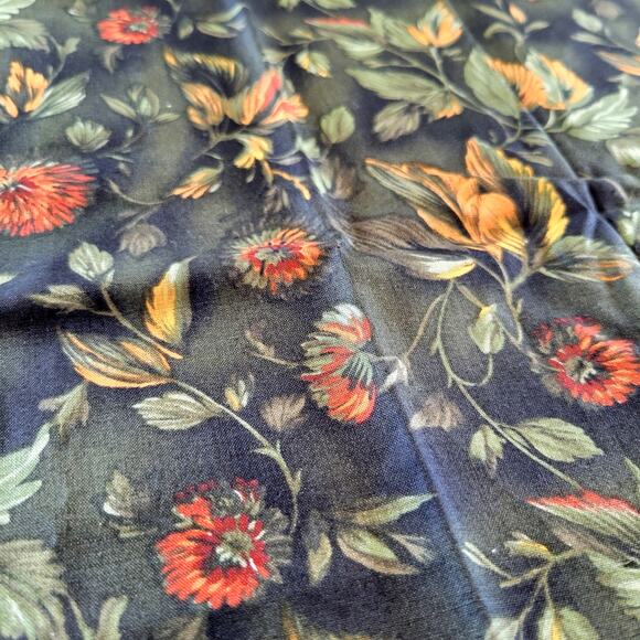 Water Tex Cheri Strole SSI Floral Cotton Fabric 36x42” Green Orange Leaves - Picture 13 of 13